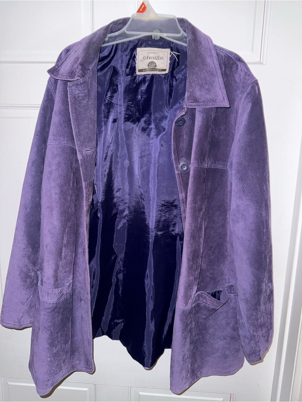 St. John's Bay Purple Suede-Look genuine leather exterior Button Front Jacket - Picture 3 of 12